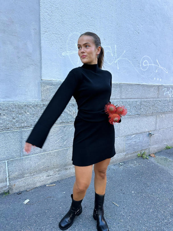 Emilie High Neck Knit Dress - Black - Image 3