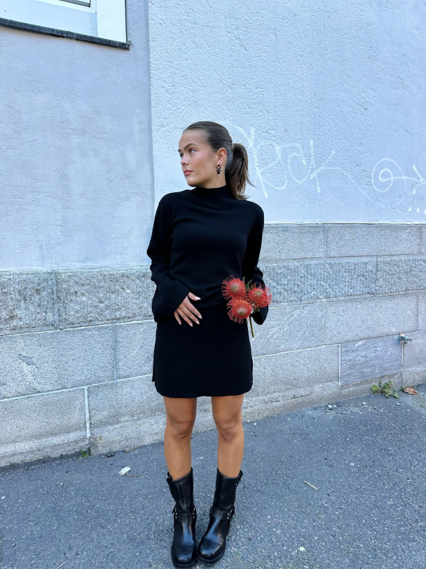 Emilie High Neck Knit Dress - Black - Image 4