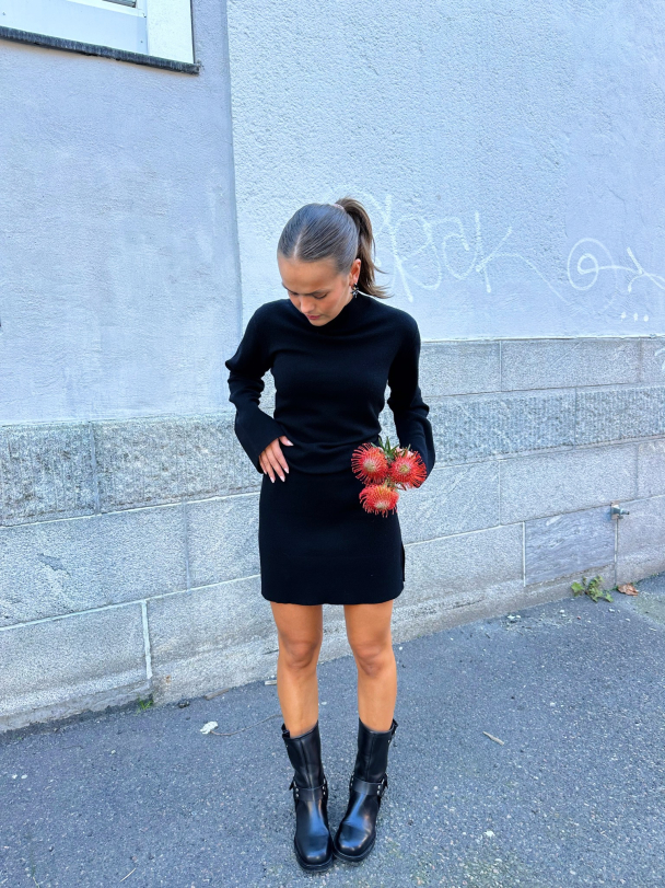 Emilie High Neck Knit Dress - Black - Image 5