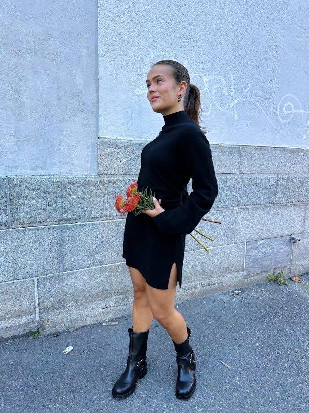 Emilie High Neck Knit Dress - Black - Image 7