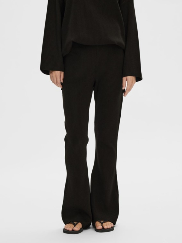 Karo Flared Knit Pants - Black - Image 2