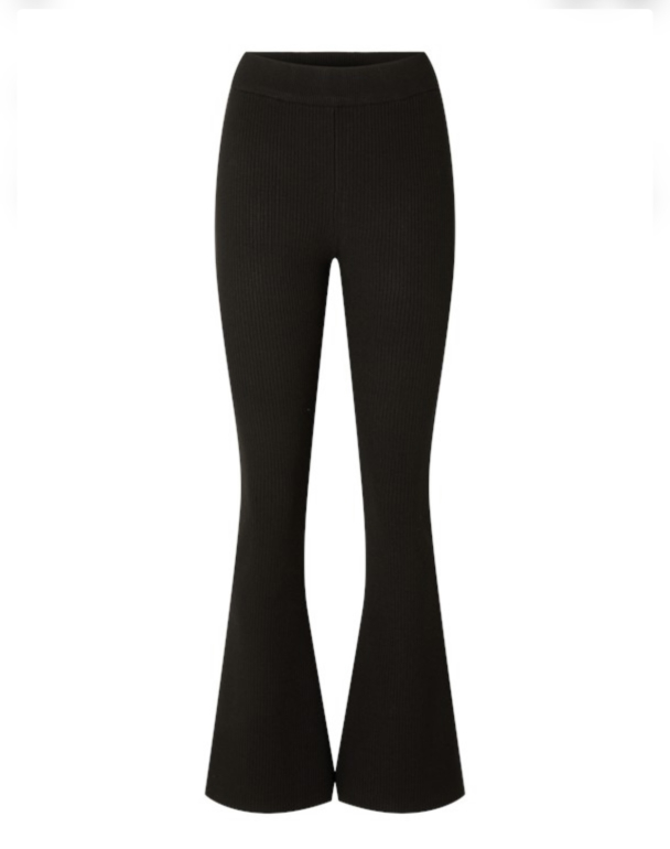 Karo Flared Knit Pants - Black - Image 3