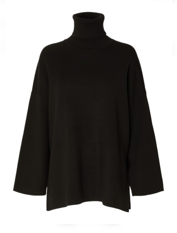 Karo Long Knit Roll Neck - Black - Image 2