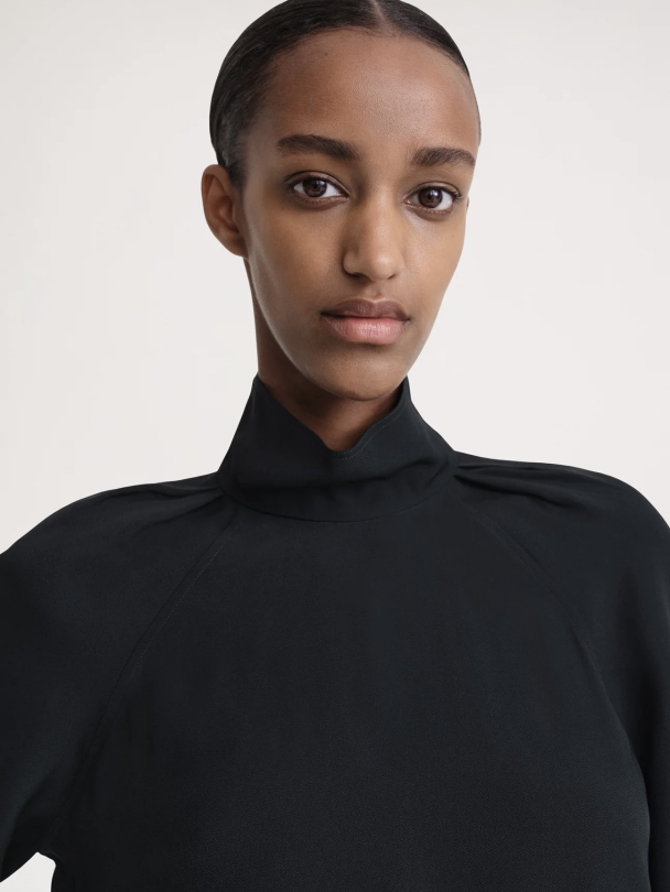 High-Neck Crepe Blouse - Image 2