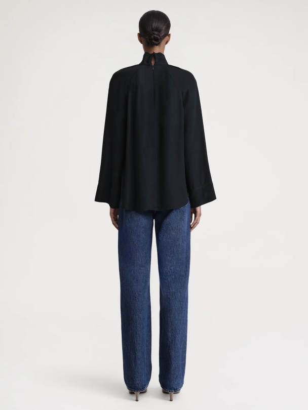 High-Neck Crepe Blouse - Image 3