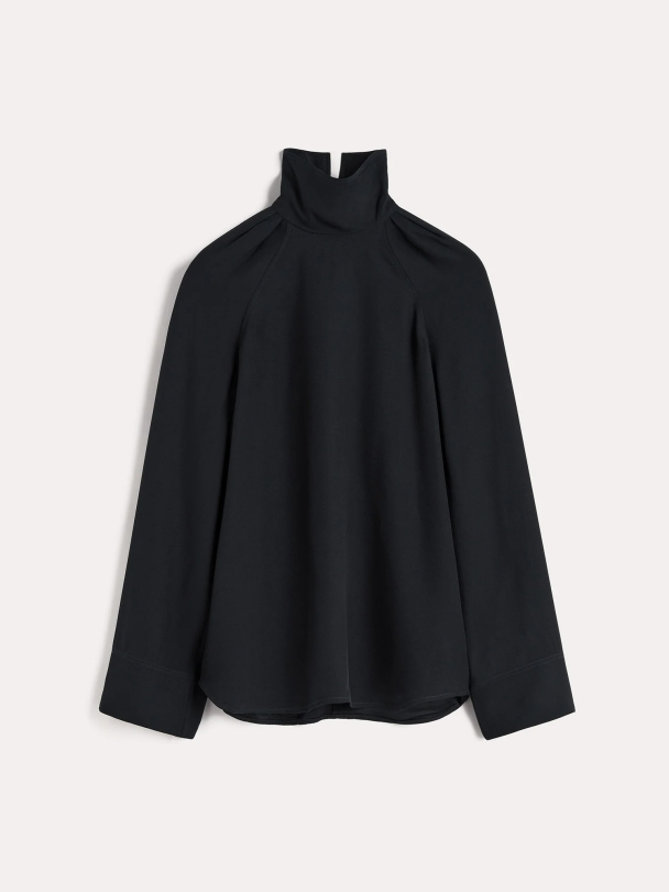 High-Neck Crepe Blouse - Image 5