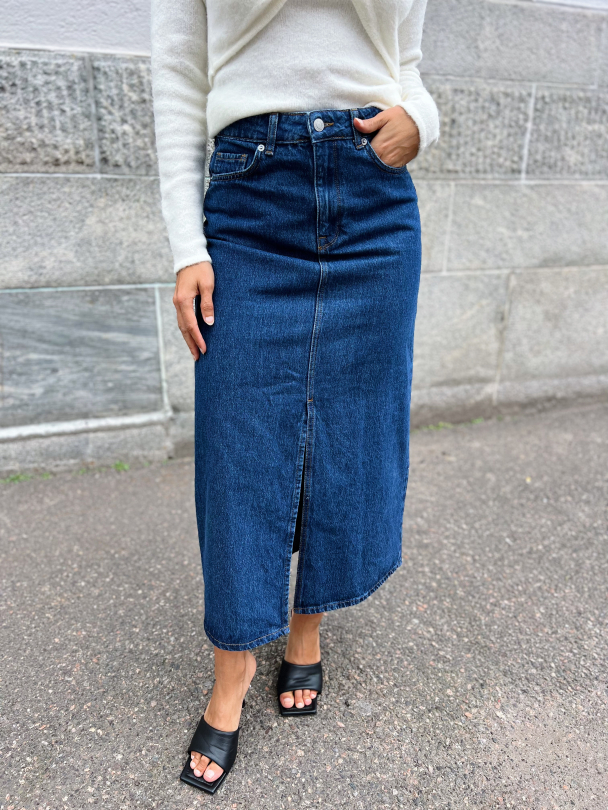 Esther Mid Blue Denim Skirt - Medium Blue  - Image 1