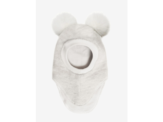 Big Bear Balaclava med Alpakka Pompoms, Snow White - Huttelihut