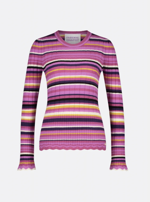 Banda Pullover Bubble Gum | Banda Pullover Cosy White/Bubble Gum Multi Stripes fra Fabienne Chapot