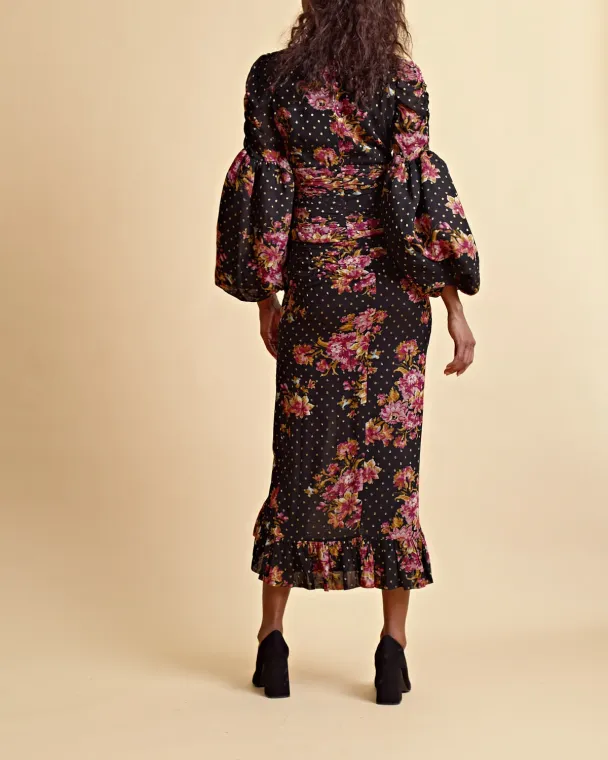 Golden Georgette Skirt - Autumn Bouquet - Image 3