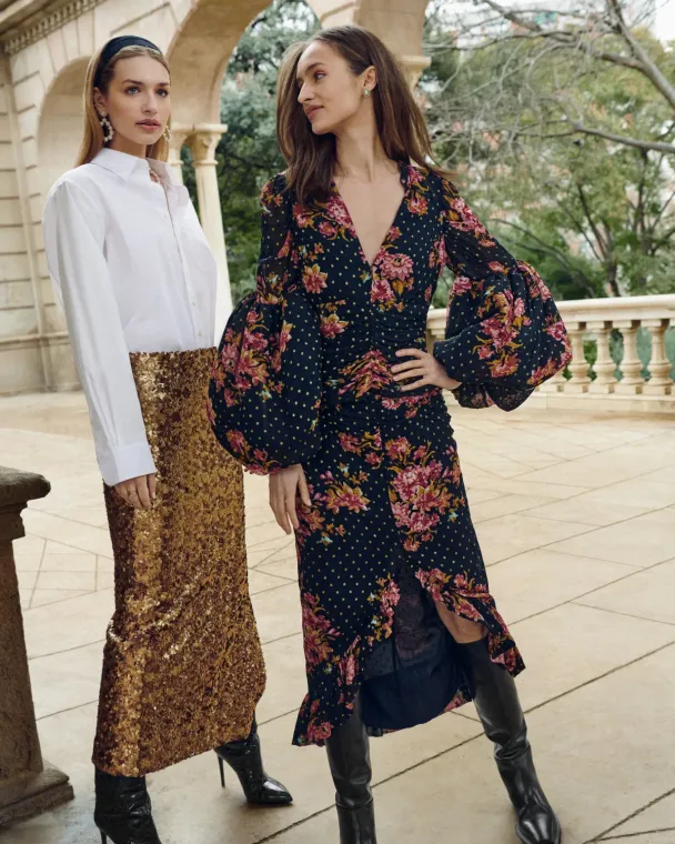Golden Georgette Skirt - Autumn Bouquet - Image 4