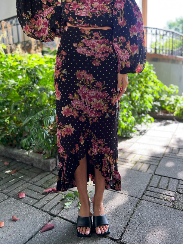Golden Georgette Skirt - Autumn Bouquet - Image 1