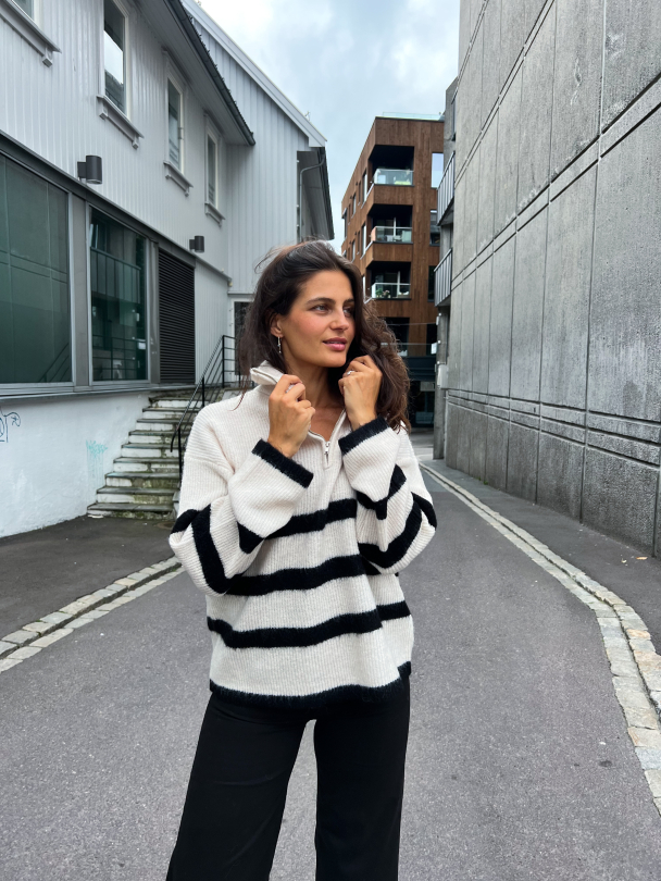 Maline Knit Half Zip - Birch/Black - Image 7