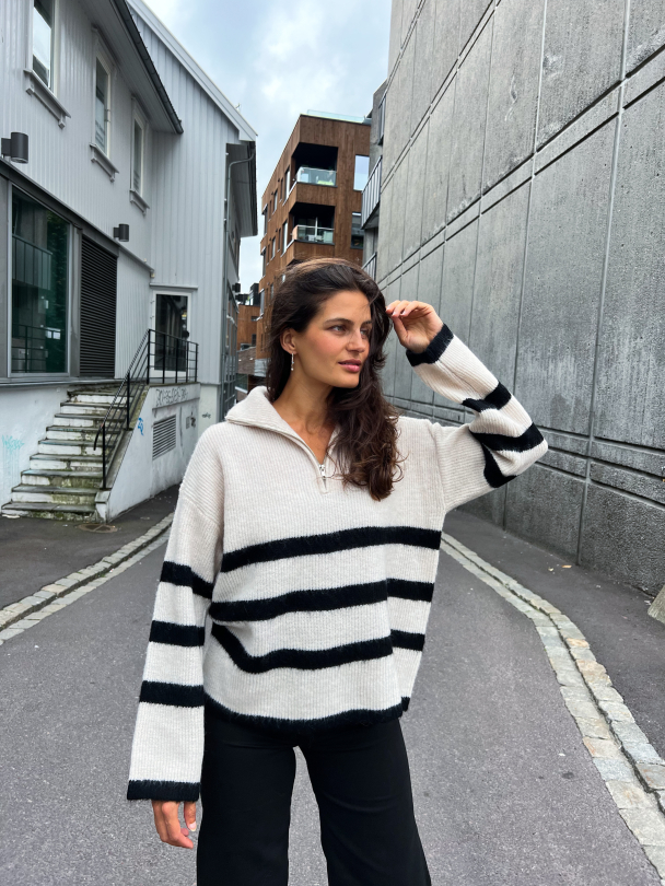 Maline Knit Half Zip - Birch/Black - Image 9
