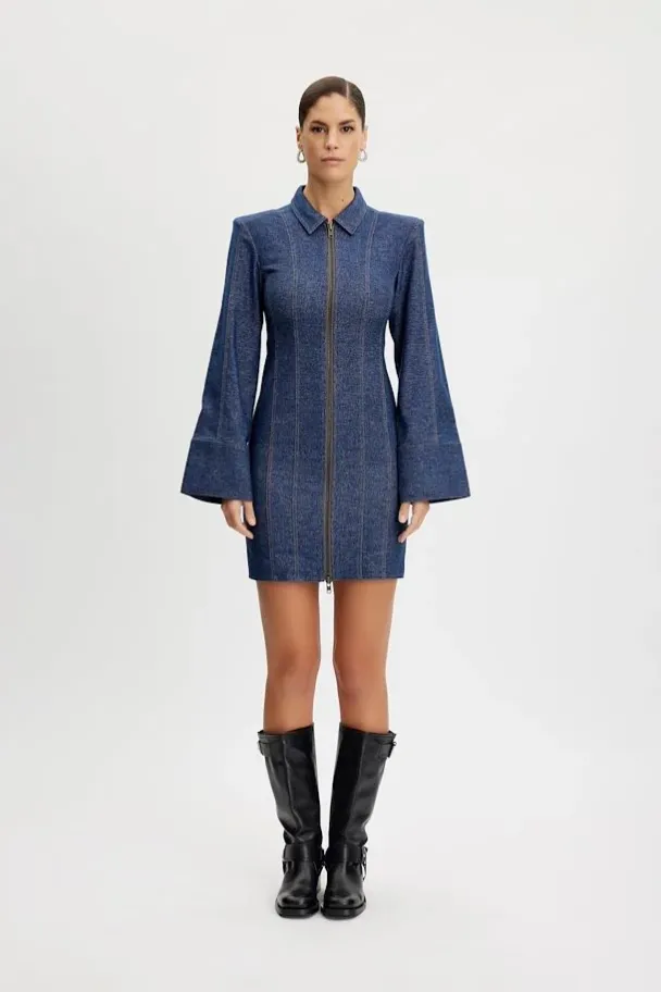 Vlora Short Dress - Dark Blue Denim  - Image 2