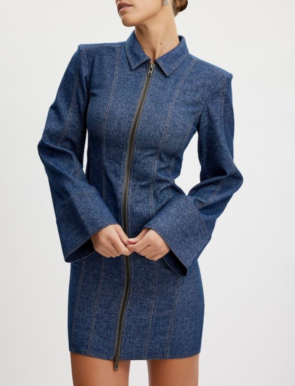 Vlora Short Dress - Dark Blue Denim  - Image 4