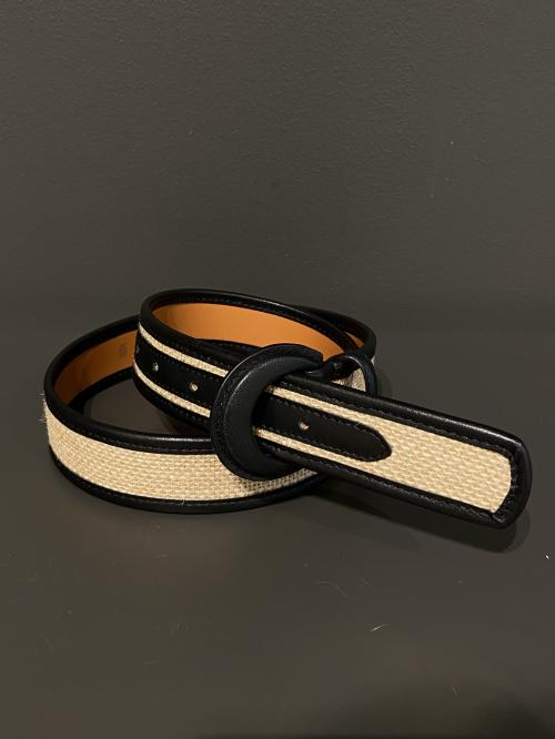 Black/Beige Calfskin Belt