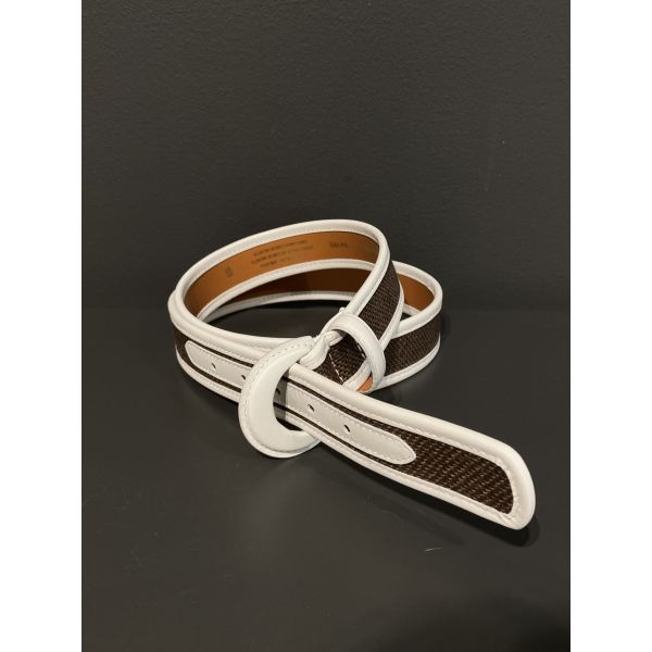 Marron/Ivorie Calfskin Belt