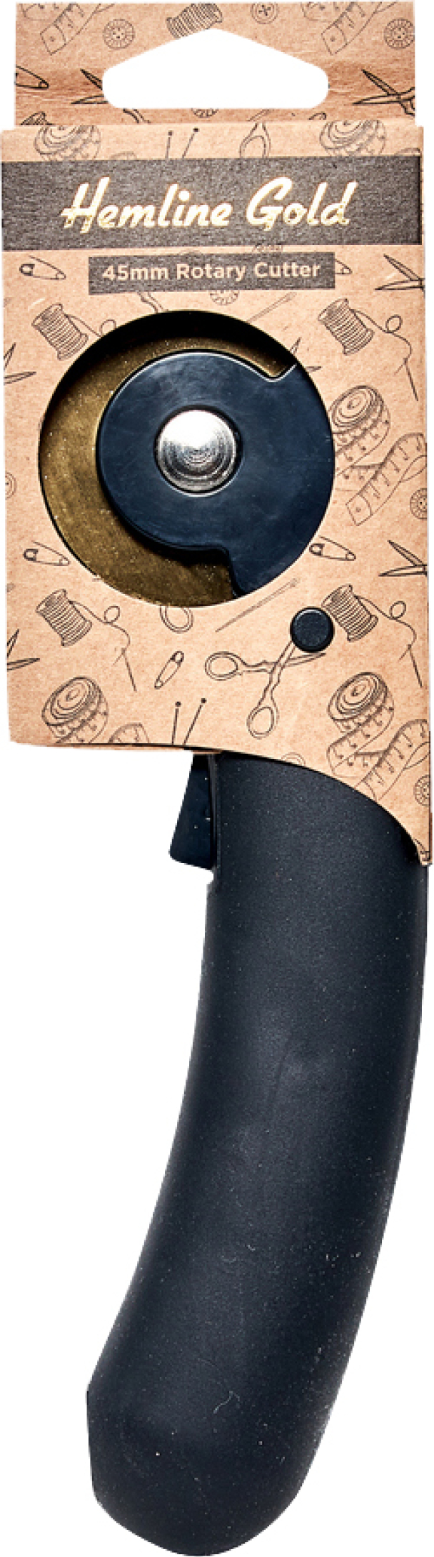 HEMLINE GOLD RULLESKJÆRER SORT 45MM MESSING