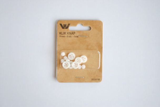 KLIK SKJORTEKNAP 11MM HVID ( 6 STK)