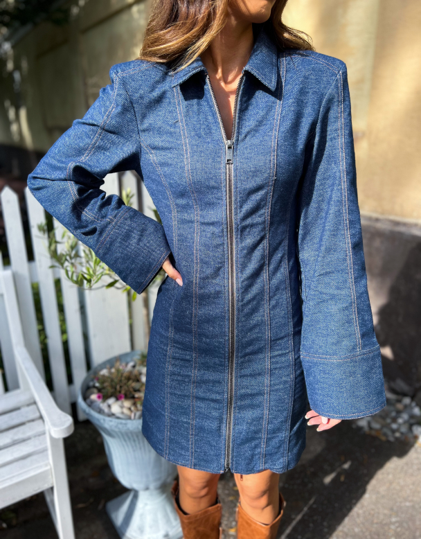 Vlora Short Dress - Dark Blue Denim  - Image 1