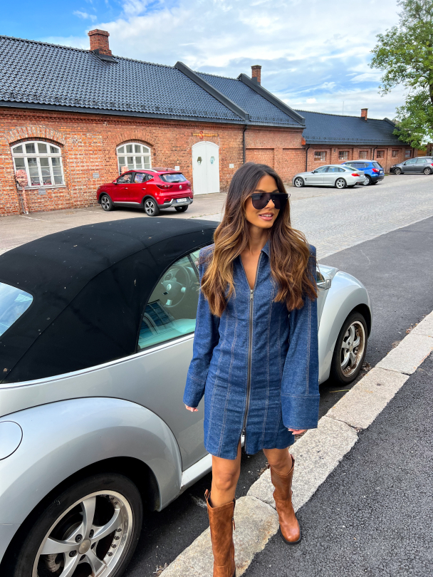 Vlora Short Dress - Dark Blue Denim  - Image 10