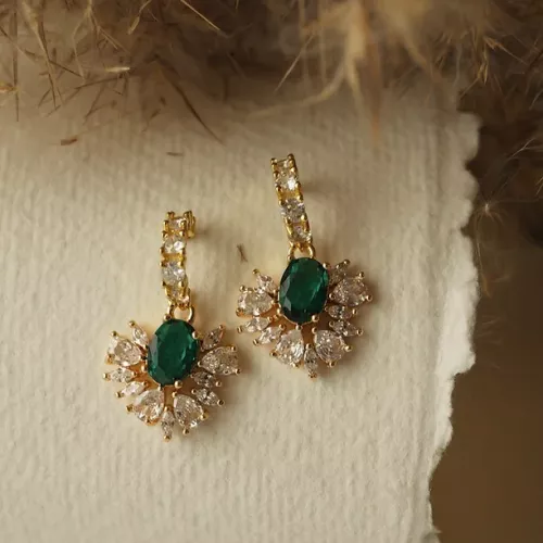 Green Half Sparkle Hoops