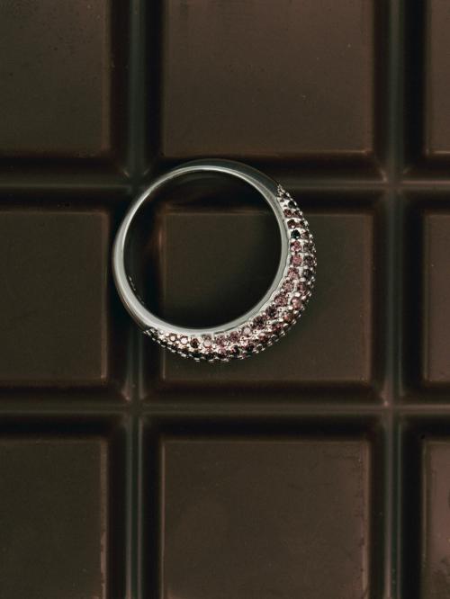 Coffee Slim Dome Ring Silver