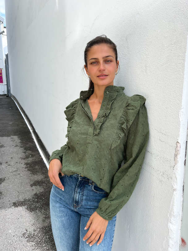 Maya Blouse Broderie - Green - Image 4