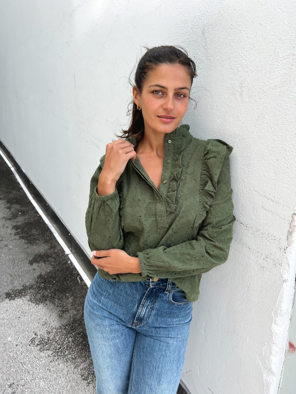 Maya Blouse Broderie - Green - Image 5