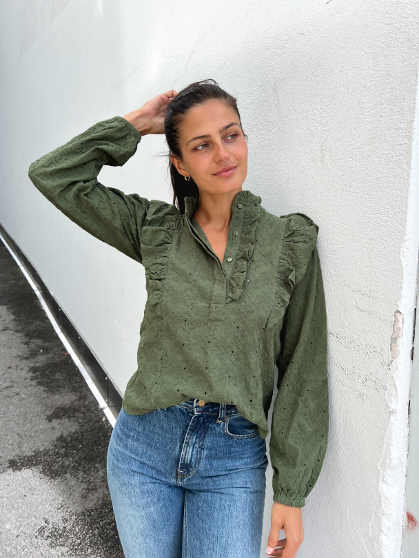 Maya Blouse Broderie - Green - Image 6