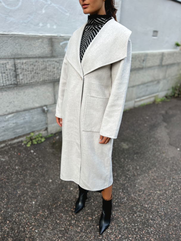 Alma Handmade Wool Mix Coat - Light Grey Melange - Image 8