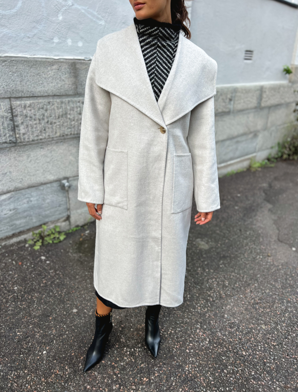 Alma Handmade Wool Mix Coat - Light Grey Melange - Image 1