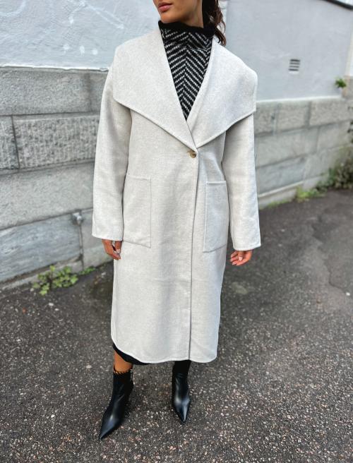 Alma Handmade Wool Mix Coat - Light Grey Melange