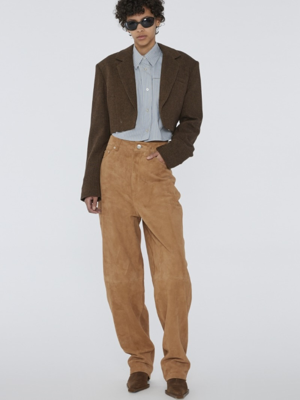 Suede Straight Pants - Image 1
