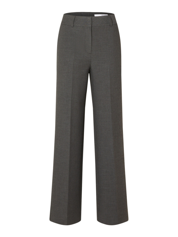 Rita Wide Pant - Dark Grey Melange - Image 2