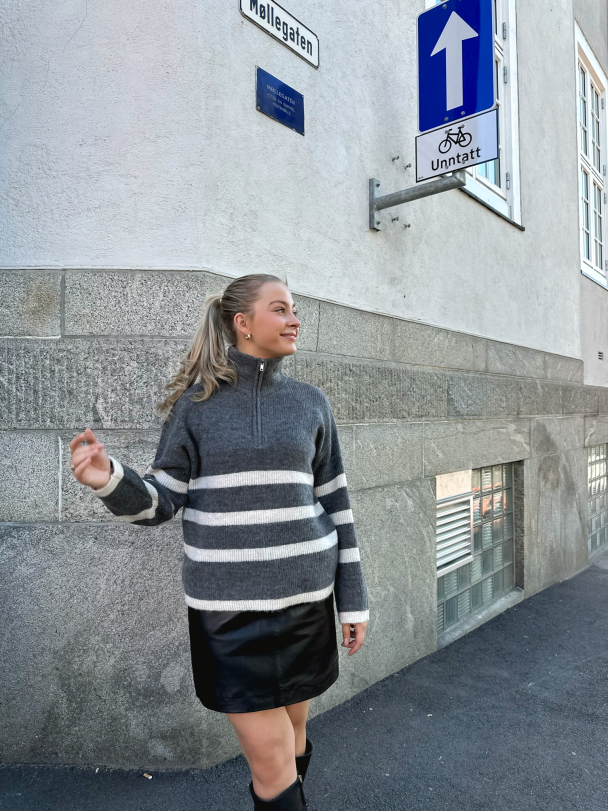 Maline Knit Half Zip - Medium Grey Melange  - Image 7
