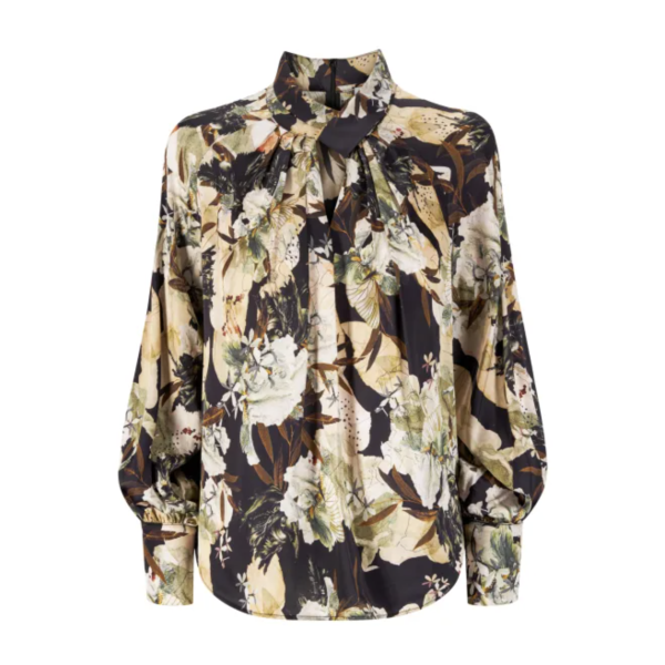 Simona Marble Blouse | Simona Marble Blouse Black fra Katrin Uri