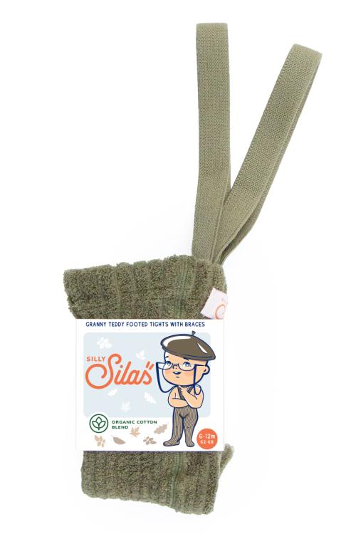 Silly Silas | Granny Teddy Footed Tights - Olive