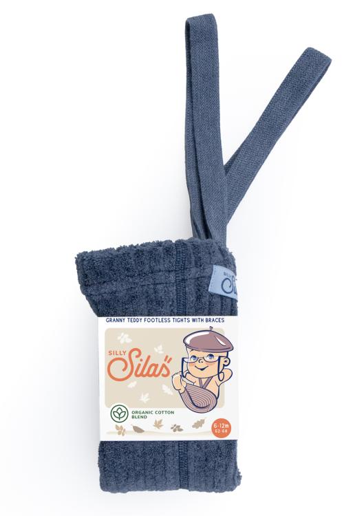 Silly Silas | Granny Teddy Footless Tights - Steel Blue