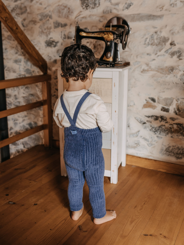 Granny Teddy Footless Tights - Steel Blue - Image 2