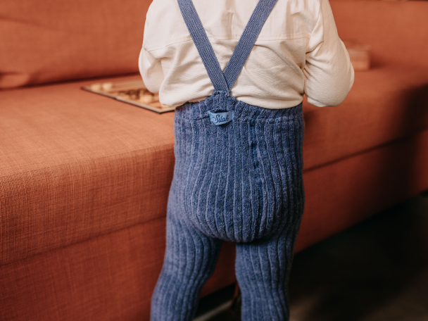 Granny Teddy Footless Tights - Steel Blue - Image 4