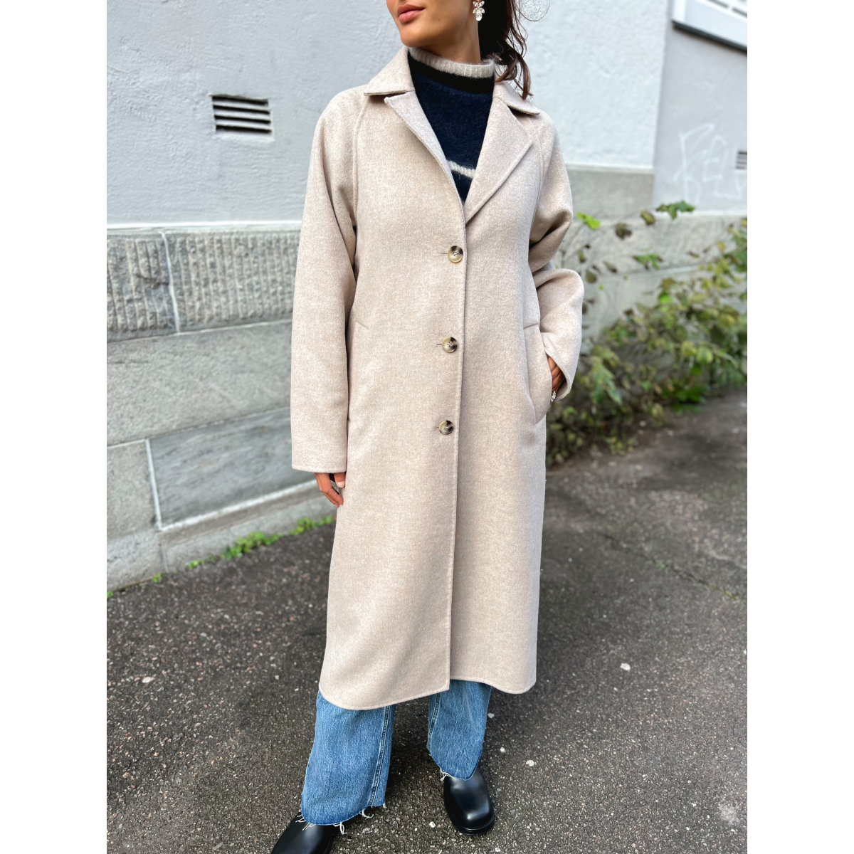 New Tama Handmade Wool Coat - Sandshell Melange Selected Femme - Seven ...