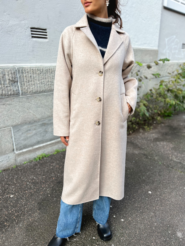 New Tama Handmade Wool Coat - Sandshell Melange - Image 1