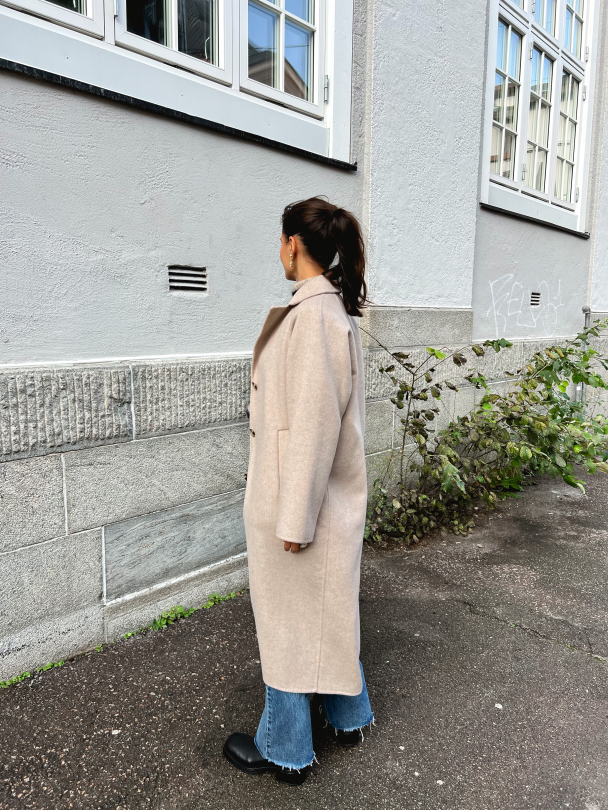 New Tama Handmade Wool Coat - Sandshell Melange - Image 4