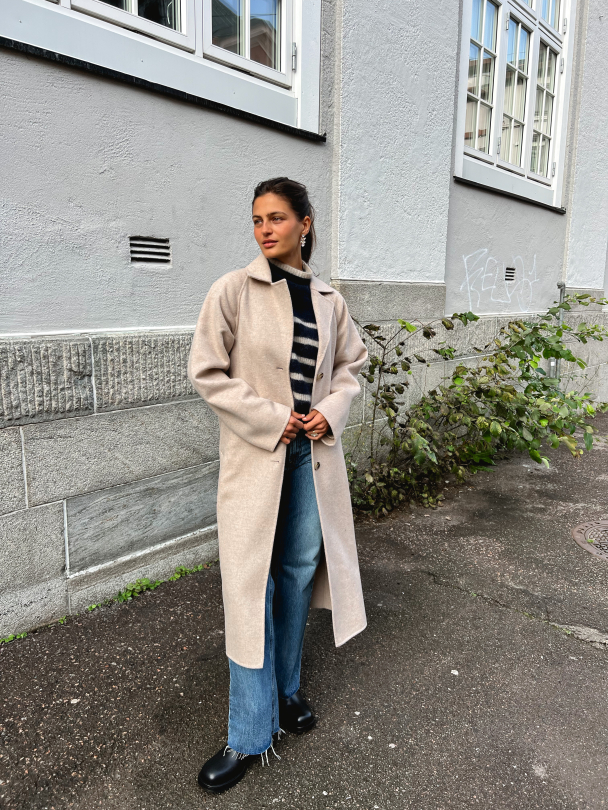 New Tama Handmade Wool Coat - Sandshell Melange - Image 6