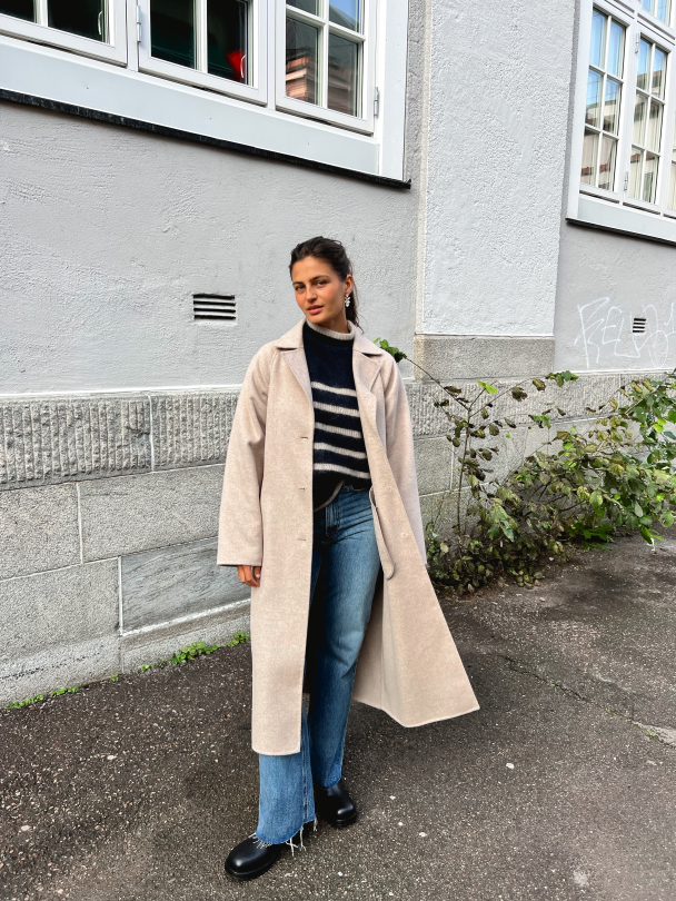 New Tama Handmade Wool Coat - Sandshell Melange - Image 8