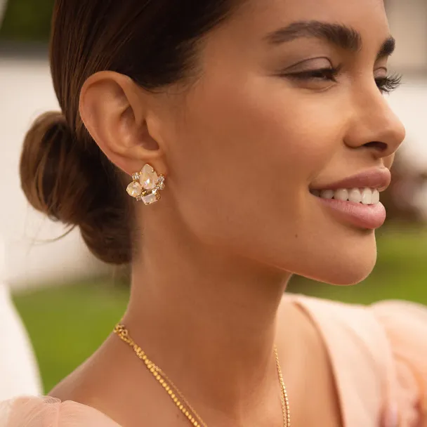 Angelina Earrings Clips Gold - Ivory Delite Combo - Image 2