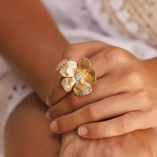 Anemone Ring Gold - Crystal - Image 3