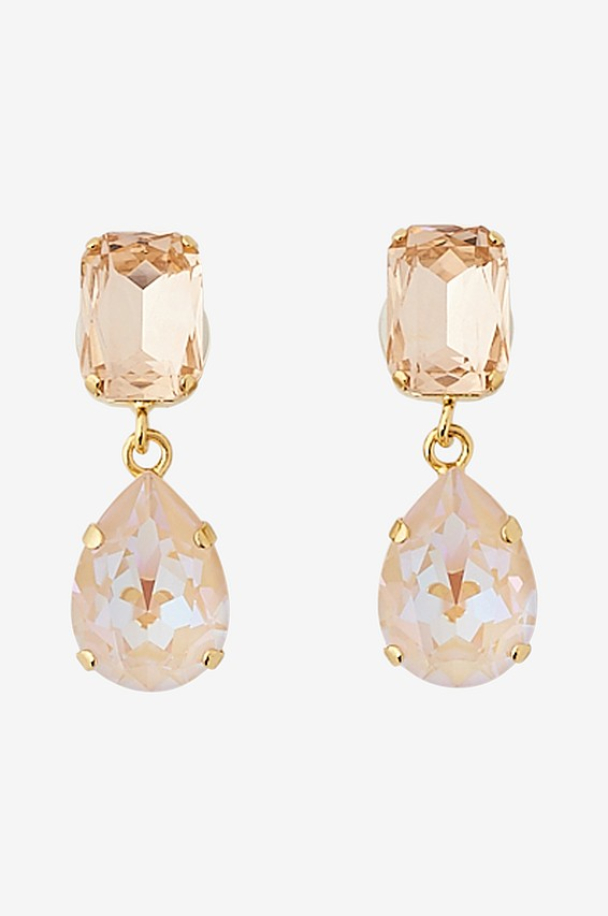 Lydia Short Earrings - Gold Ivory Cream Delite